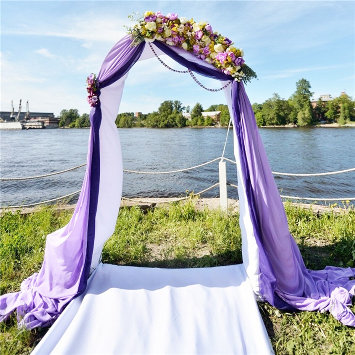 70*550cm hääkaari verho läpinäkyvä kristalli hääsilkki tylli sifonki kangas verho morsian juhliin taustasisustus