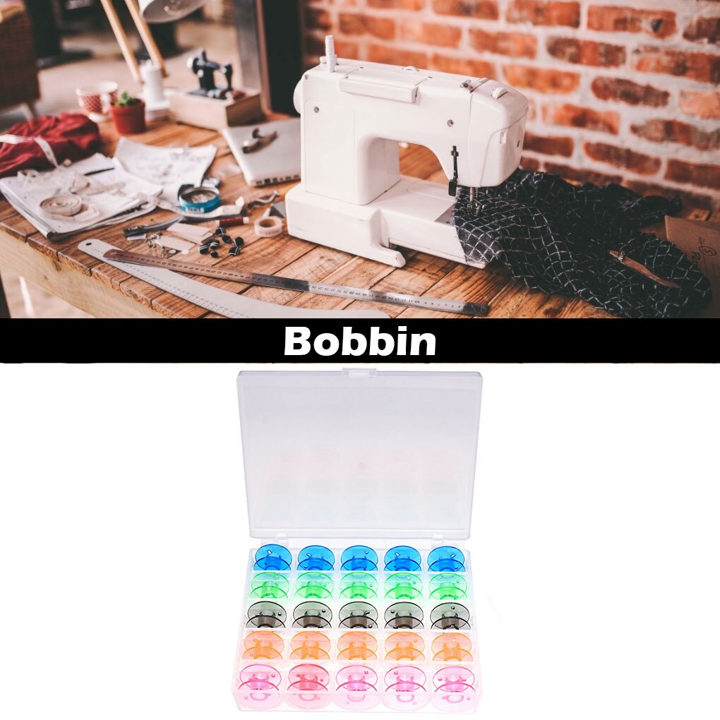 25 Pcs/Box Empty Bobbin DIY Crafting Sewing Machine Plastic Spools Thread Organizer With Storage Box Holder Sewing Tools Supply