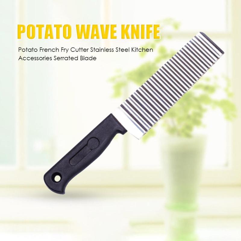 French Fried Potato Knife Stainless Steel Kitchen Accessories Sawtooth Blade Easy Slicing Banana Fruit Potato Wave Knife Chopper