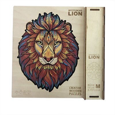 Adult Wooden Animal Puzzle DIY Size A3/4/5 Each Piece Is An Animal-Shaped Wooden Puzzle with A Wooden Box Birthday: lion jigsawA4