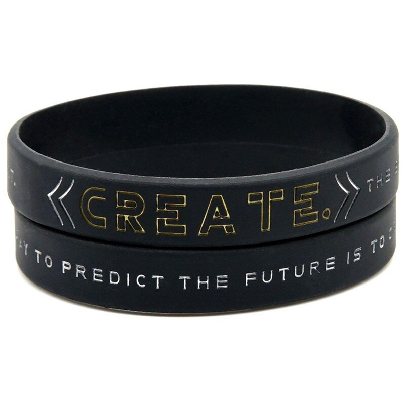 1pc Dream Change the World Be Yourself and Create Inspirational Motivational Silicone Wristbands in Adult Unisex Punk Bracelet: 04 create