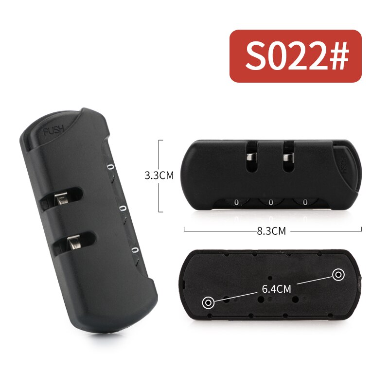 3 Digit Combination Padlock Accessories for Bags Lock Luggage Suitcase Travel Bag Code Lock Black Combination Trunk Fixed Lock: S022