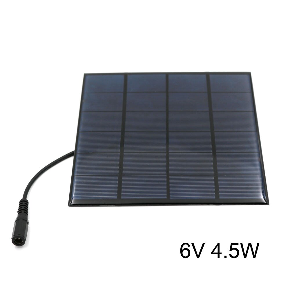 Solcellepanel 6v 2/3/4.5/6/10w mono solcellemodul  dc 5.5*2.1 stik bærbar gennemsigtig lamineret 3.7v 18650 batteristik