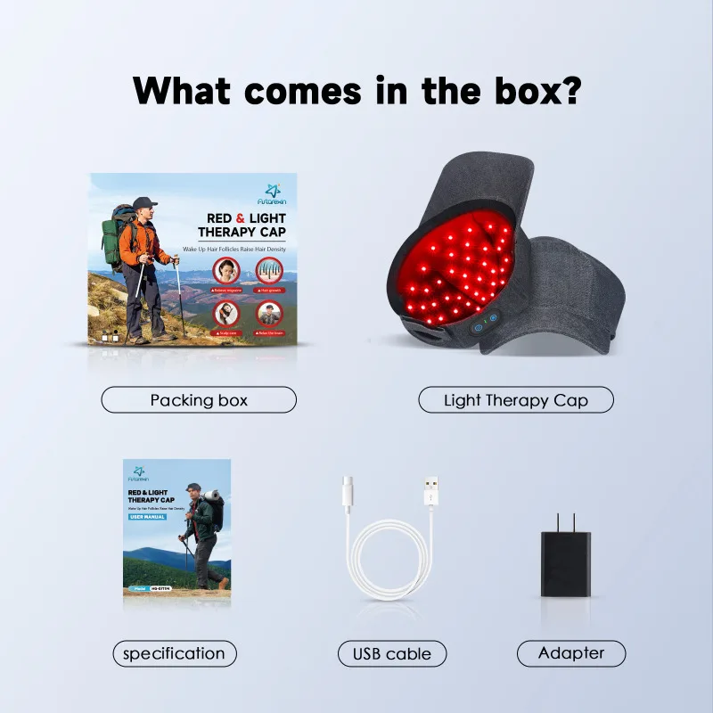 Hair Growth Cap Rechargeable 2000mAh LED Health Light Device Anti Hair Loss Anxiety Stress Reduce Migraine Scalp Relax Massager