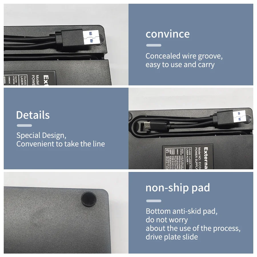 Externes DVD-RW-Laufwerk, USB 3.0 und Typ C, schlanker CD-Brenner, Brenner, Leser, Player, optische Laufwerke für Laptop, PC, DVD-Brenner, DVD-Portatil