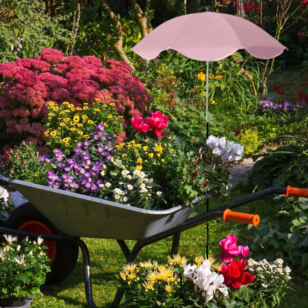 Højdejusterbar planteparasol med pæl, haveskygge, beskytter planter mod solen til potteplanter, blomsterbede til udendørs planter