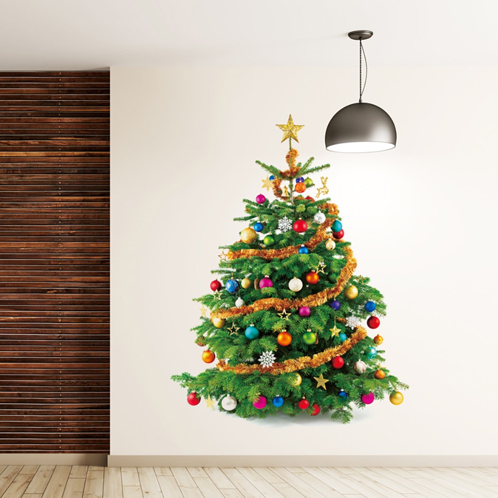 God jul væg klistermærker juletræ vindue værelse dekoration pvc vinyl år boligindretning aftagelig #30