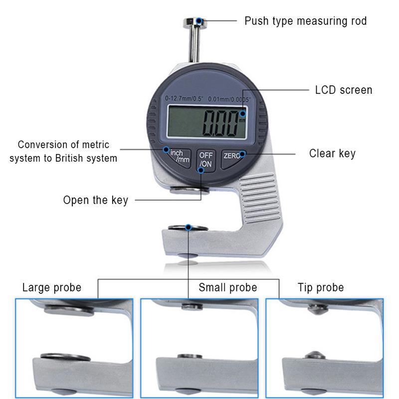 Portable Thickness Gauge Meter with LCD Display 0-12.7/0-10MM Mini Electronic Digital Indicator Thickness Measurement Tester