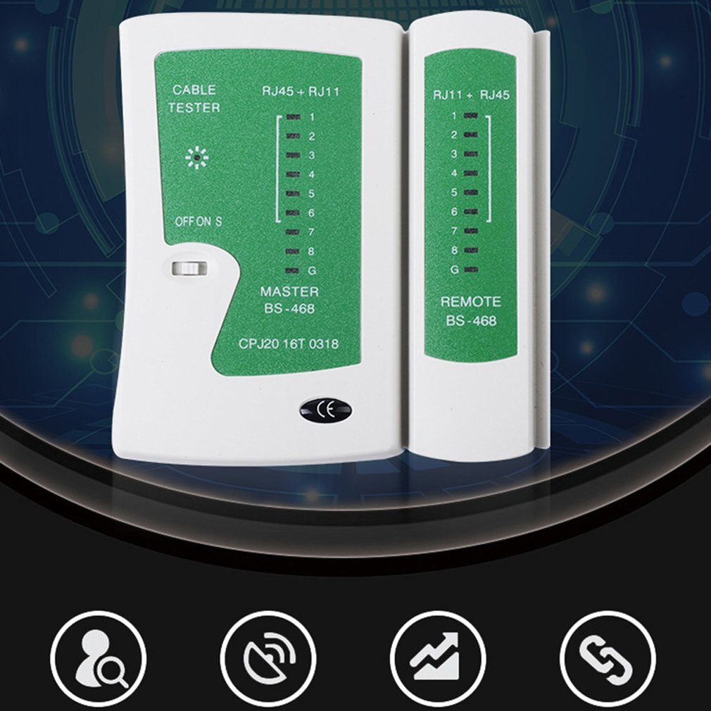 Netzwerkkabeltester  rj45 rj11 rj12 cat 5 utp lan-kabeltester detektor ferntest-tools netzwerk weiß & grün