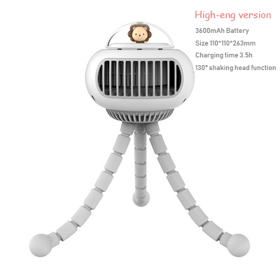 Mini-biegen-klimaanlage mit 3600 mah akku, wiederaufladbarem kinderwagen-Ventilator, 130 ° automatischer Drehung, 4- windstufen, handgerät für Höhle außenbereich, leise: Weiß