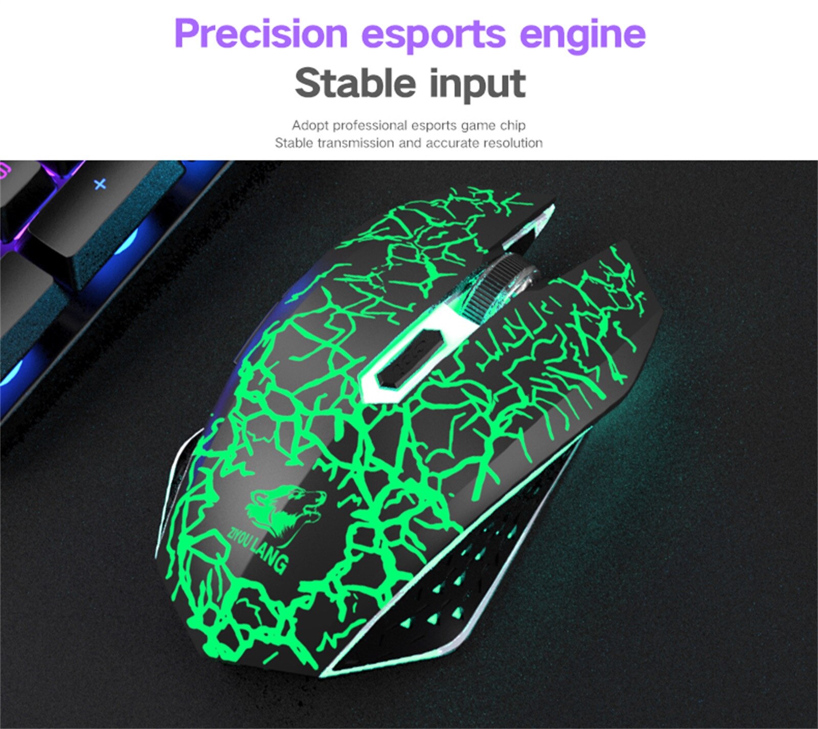 Juego de teclado y ratón inalámbricos para videojuegos, impermeable, a prueba de polvo, retroiluminación LED arcoíris, ergonómico, recargable, ratón de 2400DPI