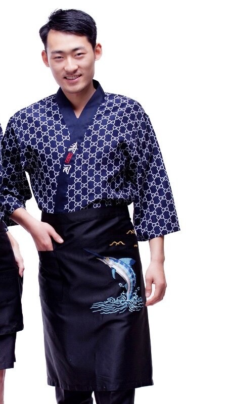 Food Service restaurant waitress uniforms japanese restaurant uniforms waitress uniform women man japan restaurant uniforms Q414: XXL