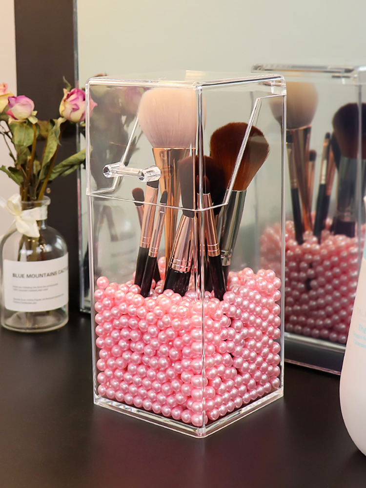 Caja de almacenamiento de acrílico para cosméticos, organizador pequeño de lápiz labial de maquillaje, almacenamiento de artículos de plástico, tocador, portalápices, HX50ST