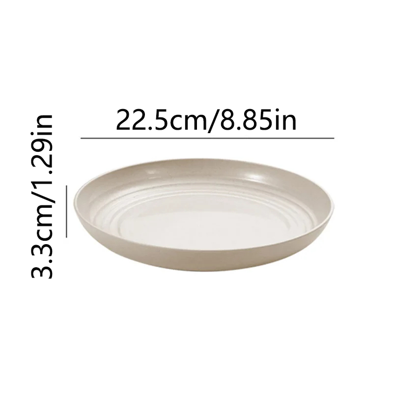 15/19.8/22.5/25cm Wheat Straw Round Plates Salad Dessert Dinner Plate Unbreakable Reusable Microwave Safe Fruit Plate: SKY BLUE