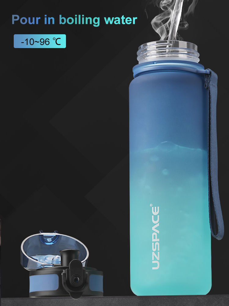 UZSPACE Water Bottle BPA Free Plastic Water Bottle with Carabiner Leakproof Sports Bottle for Gym Fitness 32Oz/1000ml