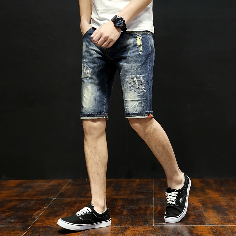 Ripped Jeans for Men Shorts Jeans Retro Frayed Streetwear Jeans Shorts Hip hop Denim Pants Casual Male Shorts Brand Clothing