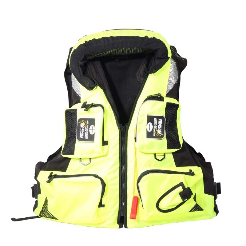 Reflective Fishing Life Jacket Large Size High Buoyancy Life Vest Multi-Function Multi Pocket Outdoor Fishing Boating Vest: Fluorescent green / XXL