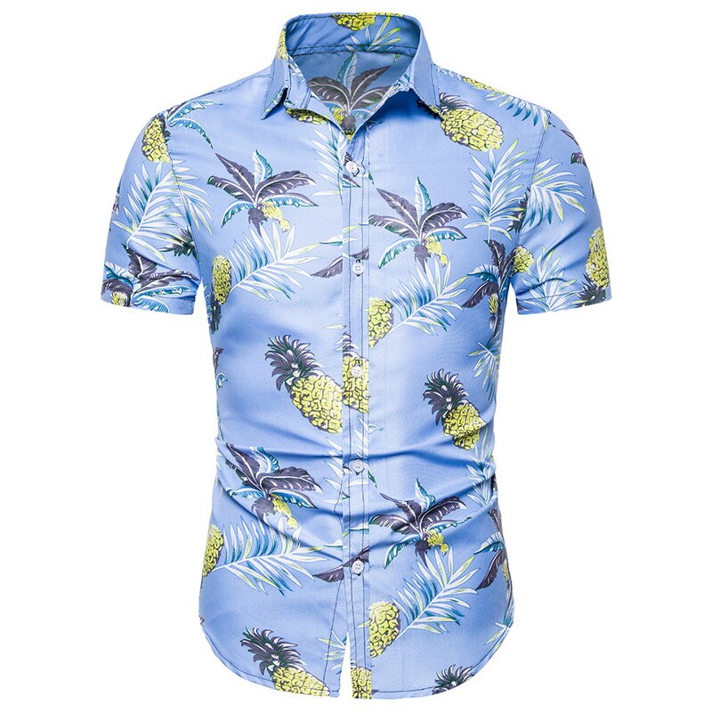 Jodimitty skjorter med print til mænd afslappet kortærmet hawaiiansk skjorte med knapper nedad, strand slim fit festskjorter toppe: Farve 4 / Xxl