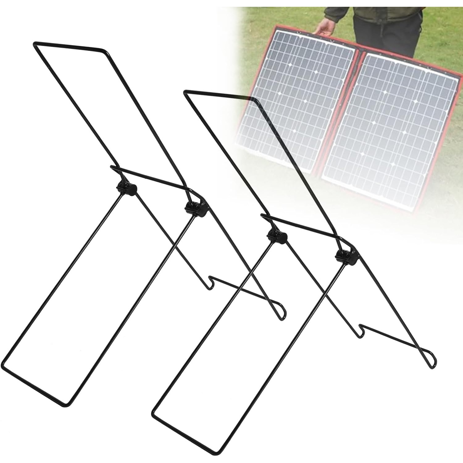 2 Pack Solar Panel Stand Garden Solar Panel Stand Holder Steel Panel Mobile Rack Foldable Solar Panel Support Lightweight