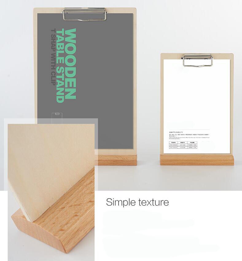 A4/ A5 Wooden Paper Clip Plate Stand Restaurant Menu Display Table Desk Top Sign Price List Paper Sheet Poster Snap Photo Clip