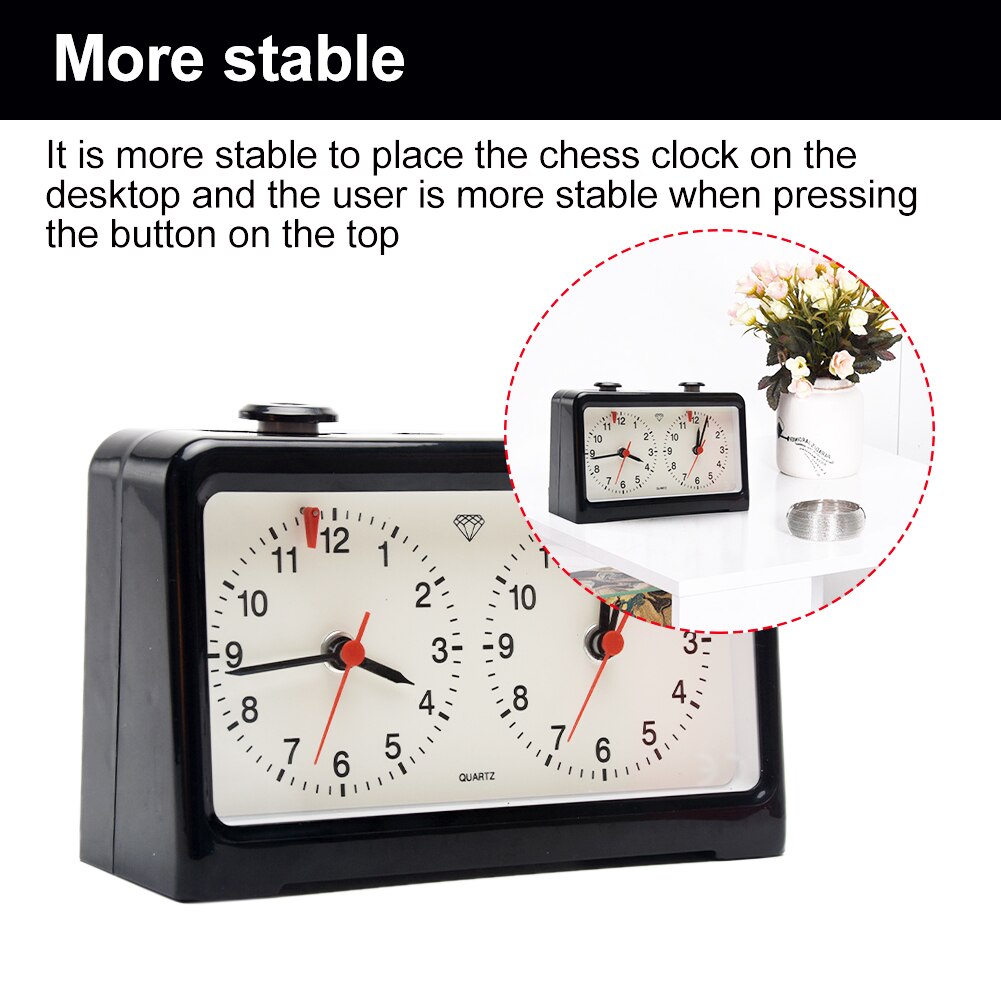 Button Battery Powered Count Down Analog Compact Chess Clock Quartz Movement Game Timer Plastic Easy Operate