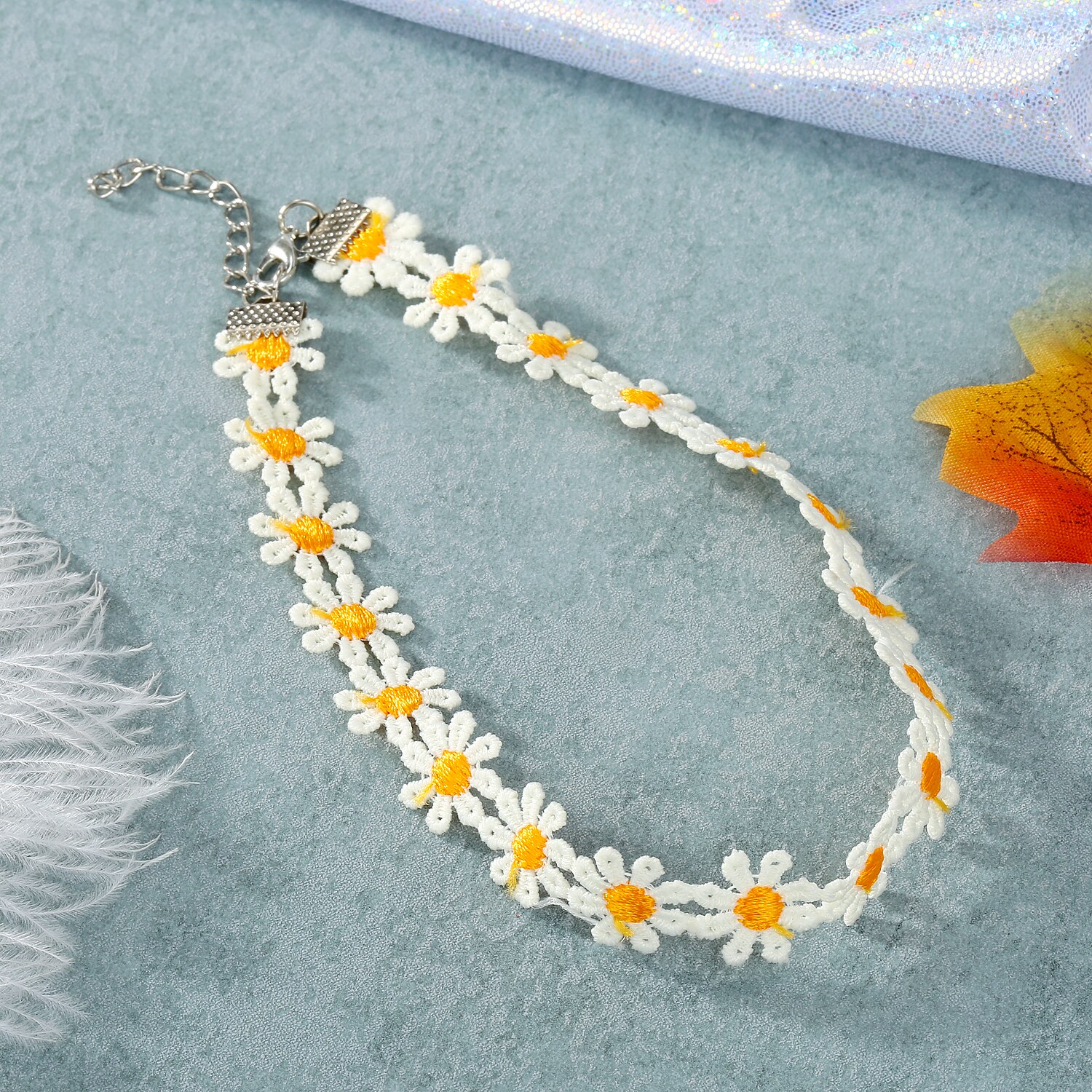 1 paar Korea Neue modisch Sonnenblume Halskette Kurze Halsband Für Frauen Mädchen Einfache Bunte Gänseblümchen Blume Kragen Partei Schmuck N82