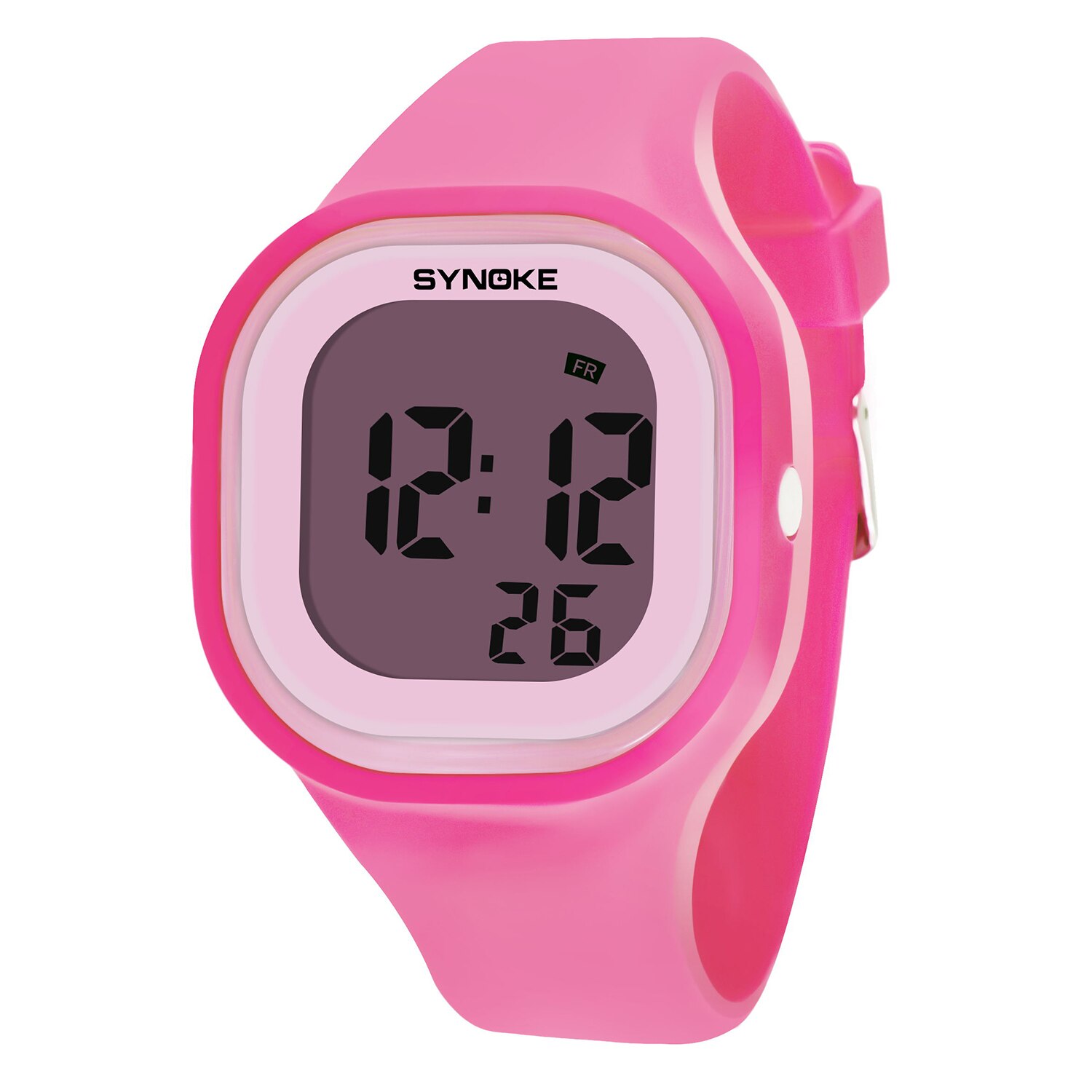 Synoke Studenten Kinderen Horloges Sport Kleurrijke Siliconen Band Digitale Horloges Wekker Led Light Kids Horloges Relgio: Pink