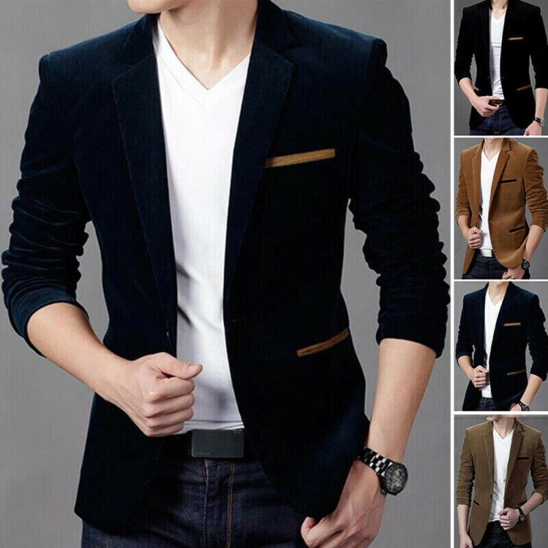 Male Autumn Winter Red Wine Velvet Leisure Suit Jacket Wedding Groom Singer Slim Fit Blazer Hombre Masculino