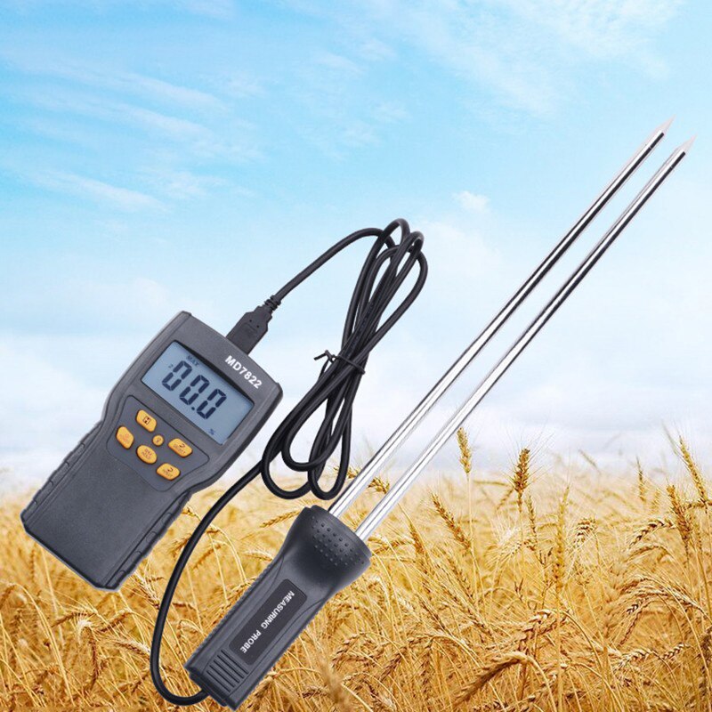 Intelligent Grain Moisture Temperature Meter Analyzer Thermometer Humidity Hygrometer water Damp Detector Tester Measuring Probe