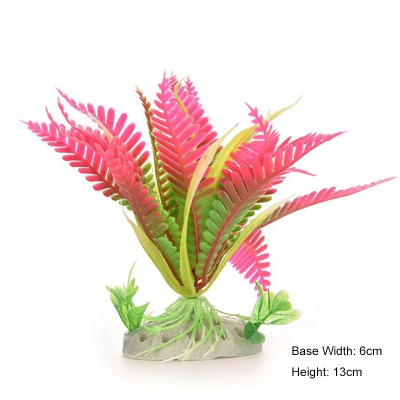 Store fisk akvarie dekorationer giftfri dekorativ kunstig ukrudt vand ornament plante akvarie planter græs tilbehør: Rød stor