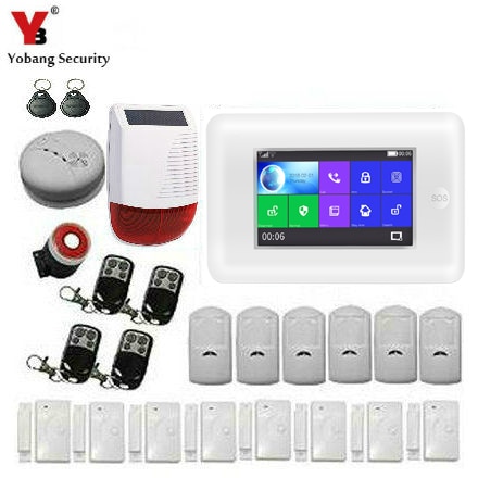 Inalámbrico WIFI GSM hogar RFID seguridad antirrobo pantalla táctil completo sistema de alarma antirrobo kit de Sensor francés, ruso, español voz