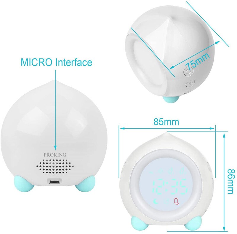 Kids Smart Alarm Clock bluetooth Function 7 Colors Changing Bedroom Student Wake Up Digital Display Table Clock Sleep Timer