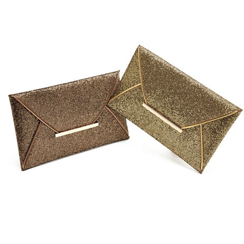 Women Evening Wedding Bag Party Envelope Clutch Handbag Glitter Sequins Sparkling Banquet Glitter Bag For Ladies Girls: Gold