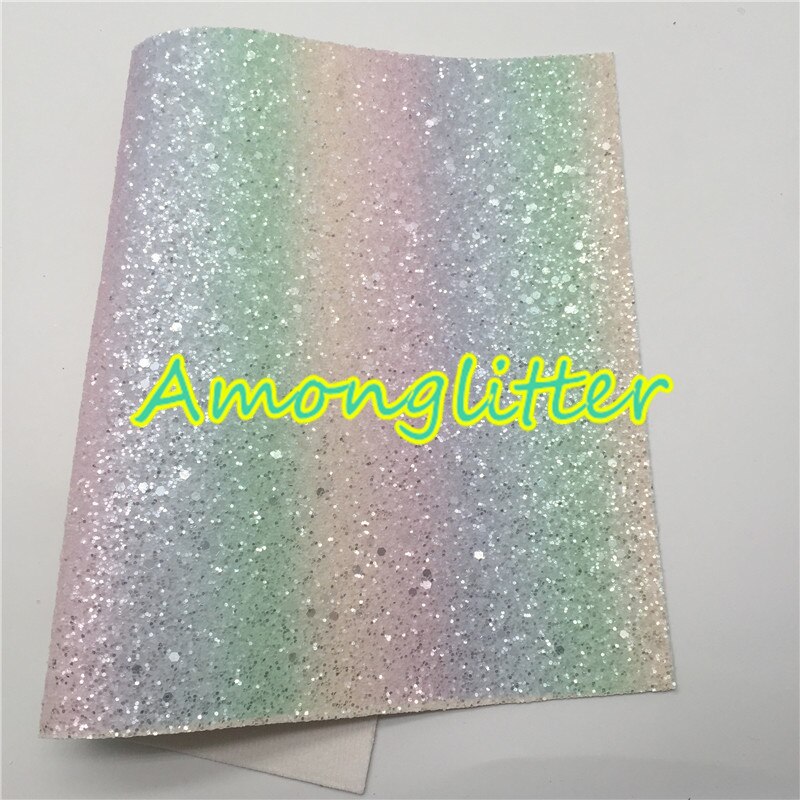 Amonglitter Rainbow hojas de tela de cuero grueso de brillo, tejido brillante para bolsas y zapatos de lazos de bricolaje 21x29cm tamaño A4 MB013A: 5