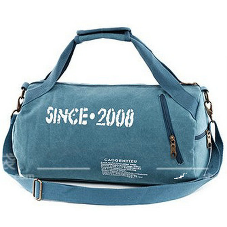 Männer Tasche Handtasche Leinwand Zylindrischen Schulter und Bote Dual-benutzen-Tasche Männlichen Tendenzen Reisetasche Freizeit Hand tasche: Blau