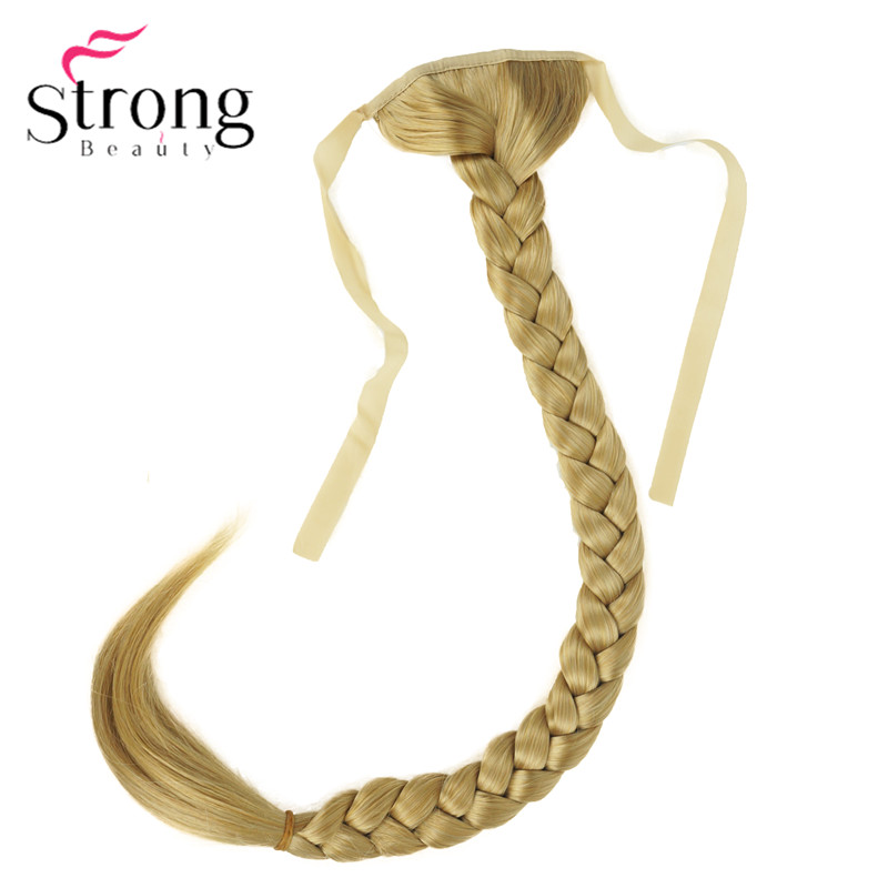 StrongBeauty Blonde Long Fishtail Braid Ponytail Extension Synthetic Clip In Hairpiece COLOUR CHOICES: 24B Golden Blonde