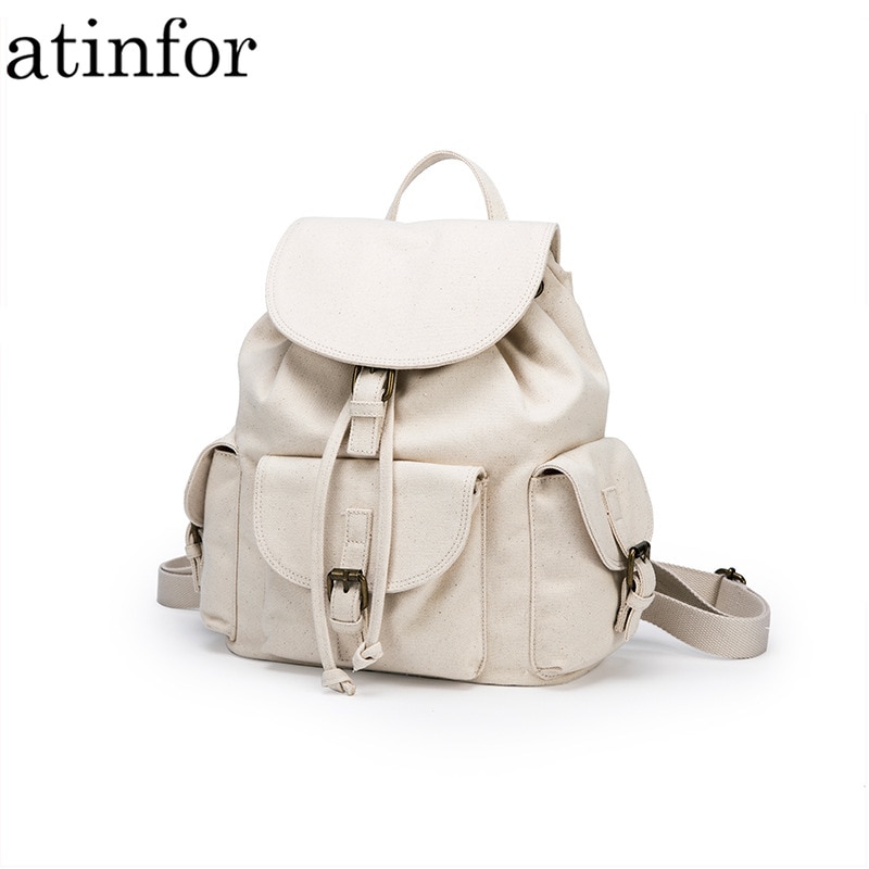 Atinfor lässig Leinwand Eco Baumwolle Frauen Rucksack Schule Taschen für Jugendliche Mädchen Anti Diebstahl Rucksäcke Buch tasche