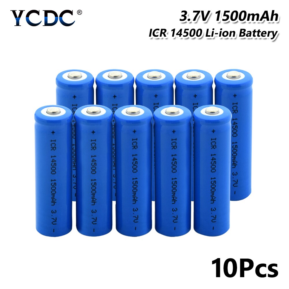 1/2/4/6/8/10x Blauw Icr 14500 1500Mah Oplaadbare Batterijen 3.7V volt 14500 Li-Ion Lithium Batterij Langdurige Met Case Box: 10 pieces