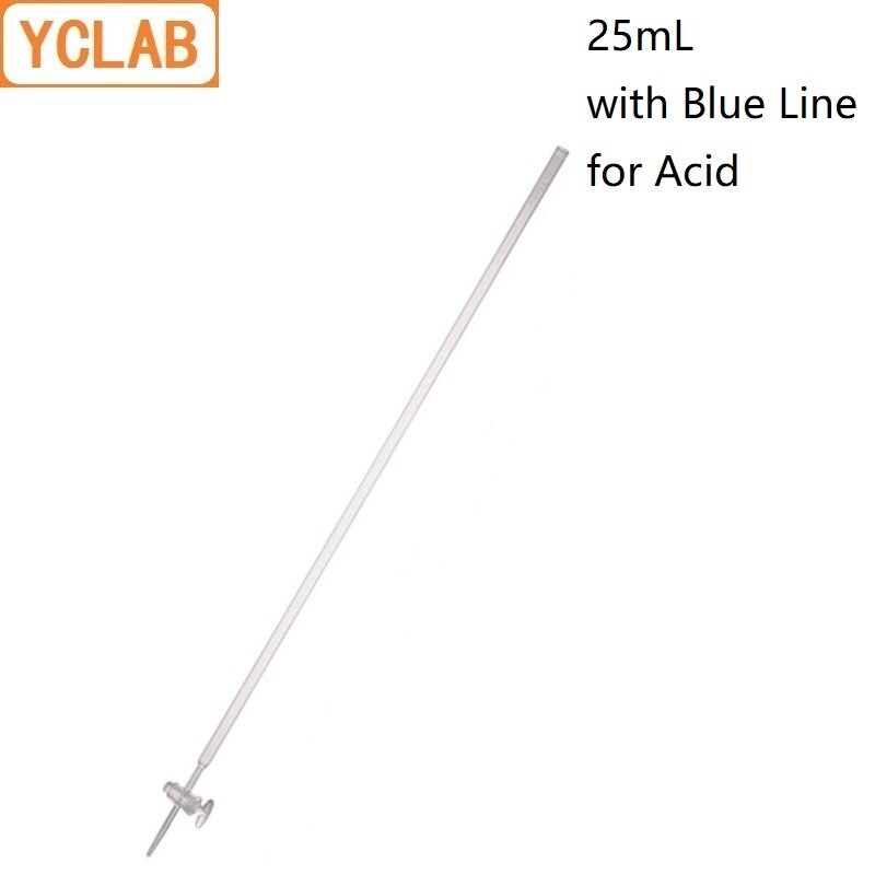 Yclab 25 Ml Buret Met Blauwe Lijn Op Melk Wit Back Straight Stopcock Voor Zuur Klasse Een Helder Glas Laboratorium glaswerk