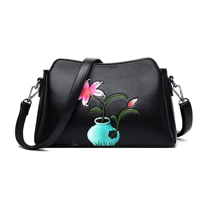 Mode Bloem Lederen Luxe Handtassen Vrouwen Tassen Handtassen Bloem Chinese Stijl Crossbody Tassen Voor Vrouwen: Daffodil