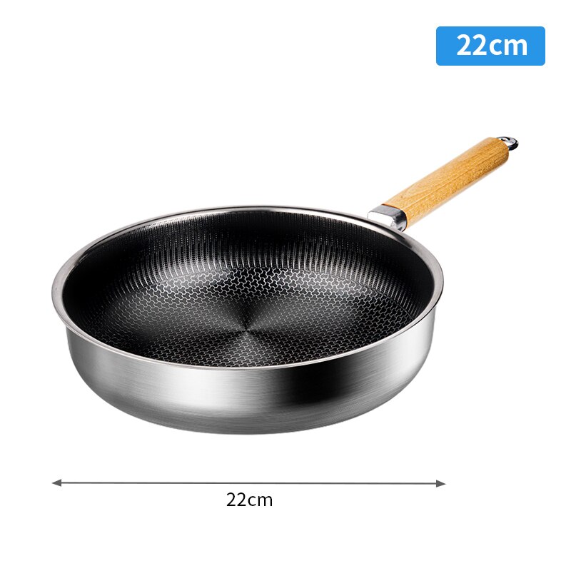 316 Stainless Steel Frying Pan Steel Skillet 3 Ply Cookware Deep Frying Pan Egg Cooking Pan Induction Cooker Gas Stove General: 22cm wok