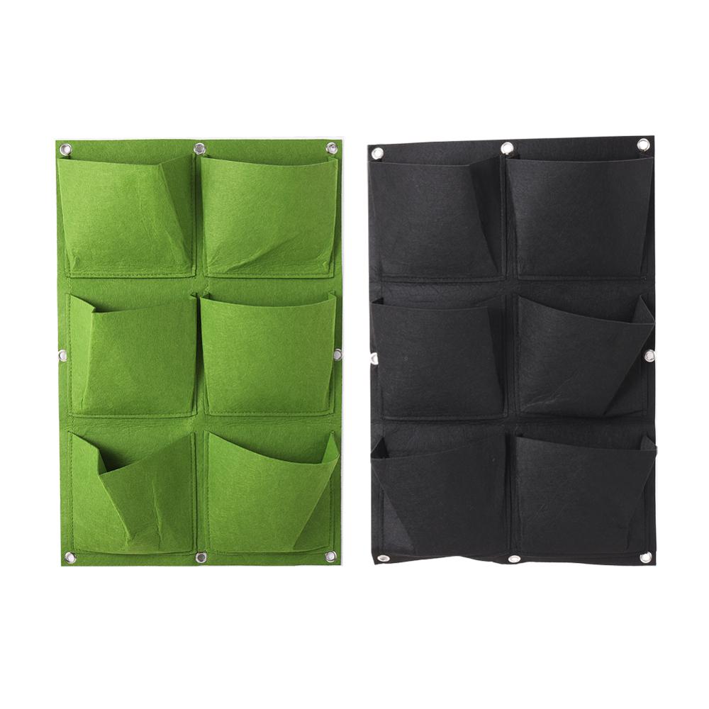 6 Pockets Grow Bag Vertical Hanging Garden Planter Flower Pots Layout Waterproof Wall Mount Hanging Flowerpot Bag 1 Pc