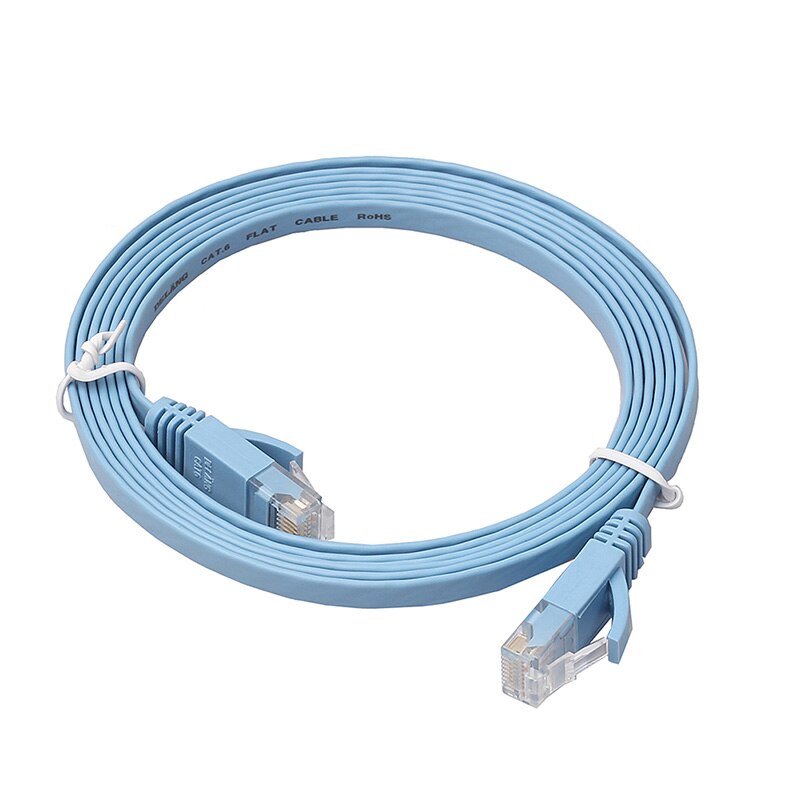 Ethernet CAT6 Internet Network Flat Cable Cord Patch Lead RJ45 For PC Router: Blue / 1M