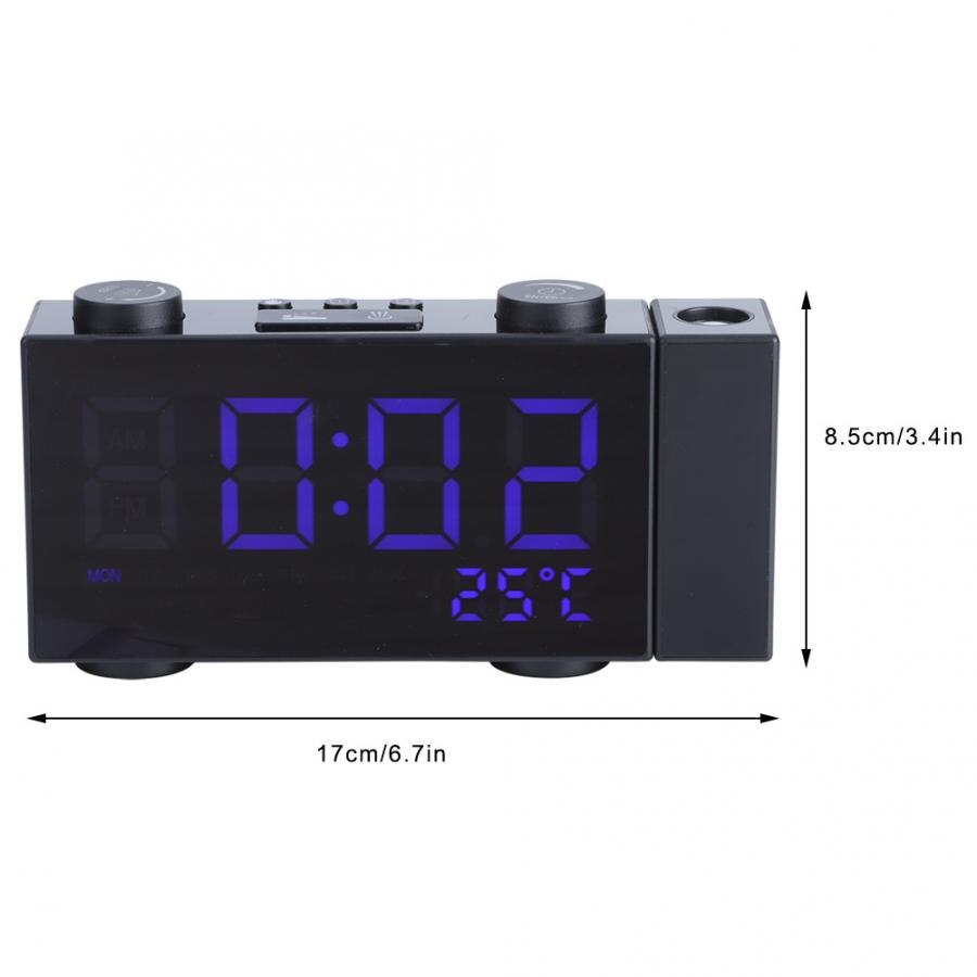 LED Display Alarm Clock Fuctions Button USB Digital Mirror Desk Clock Temperature Calendar Snooze Function with FM Radio