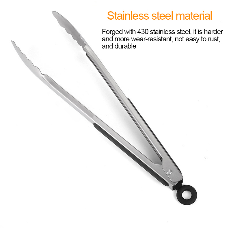 430 Stainless Steel Salad Tongs BBQ Kitchen Cooking Food Serving Utensil Tong Kitchen Accessories Tools Restaurant Food Folder