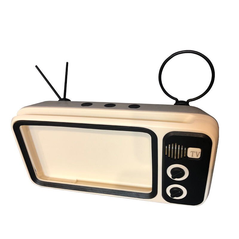 Retro TV Phone Holder Portable Mobile Phones Holder Stand Desktop Mobile Screen Stand Compatible for iPhone/Android 4.7-5.5 Inch