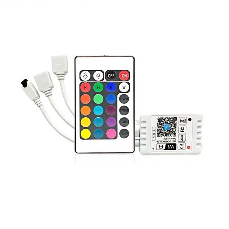 5-24v wifi led rgb controller med  ir 24 nøgle fjernbetjening 1 t 1/ 1 t 2 kabel led strip lys lamper pærer: 1 t 2