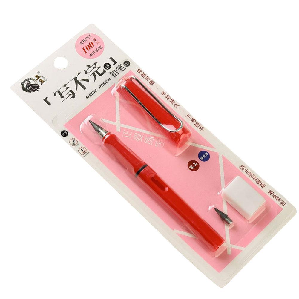 Lápiz eterno de escritura ilimitada con plumín de repuesto y borrador, sin tinta, para niños, arte de escritura, boceto, pintura, H5H5: red