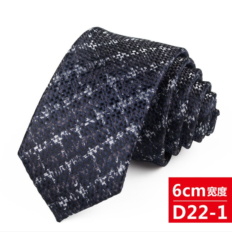 Corbata estrecha de 6cm para hombre, corbatas de seda de poliéster hechas a mano, estilo británico informal, 1200 agujas,: D22-1