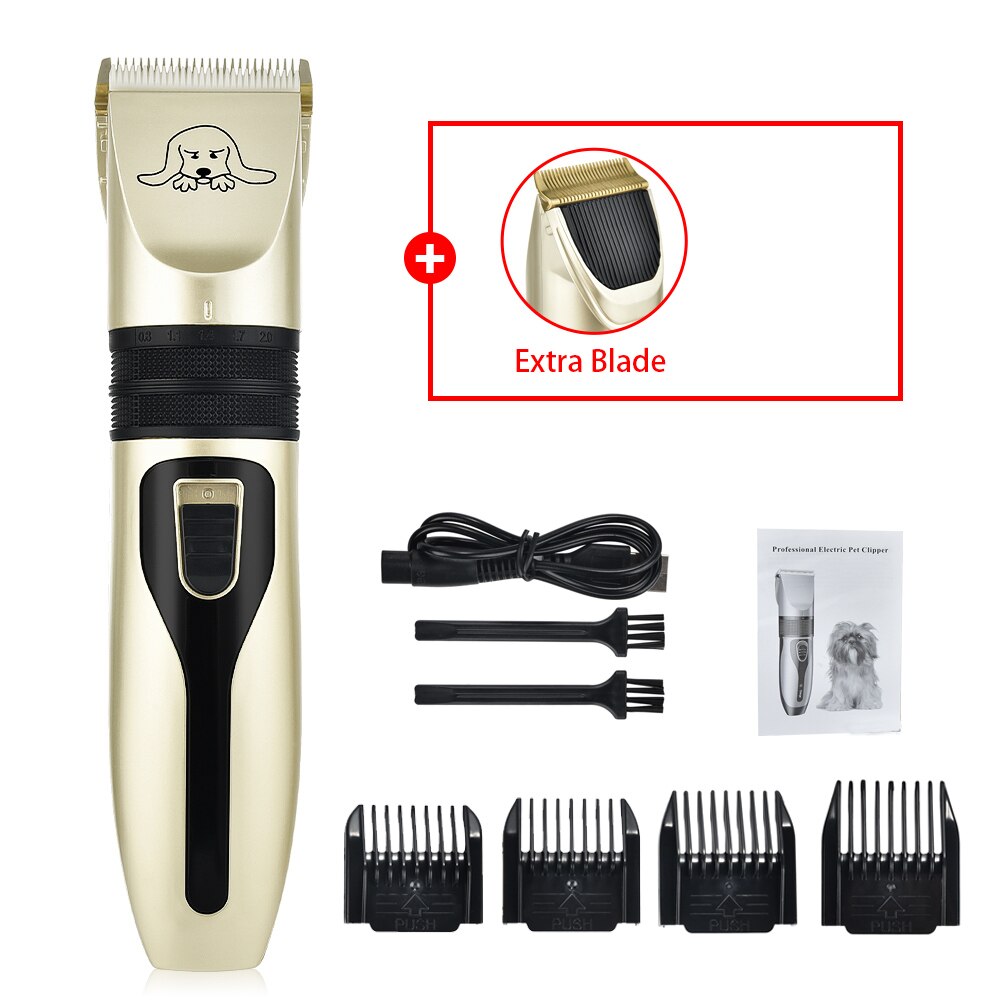 Rechargeable Pet Trimmer Cordless Pet Dog Hair Trimmer Comb Tool Pet Hair Clipper Cutter Pets Dog Grooming Machine: 1 Set - Extra Blade